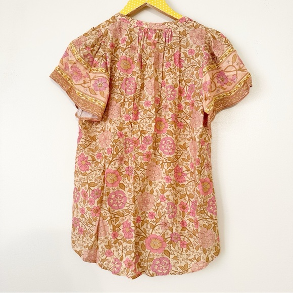 SPELL Love Story Boho Romantic Feminine Short Sleeve Blouse - Picture 2 of 7